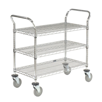 Nexel Chrome Utility Cart w/3 Shelves & Poly Casters, 1200 lb. Capacity, 36"L x 18"W x 39"H (WB188724)