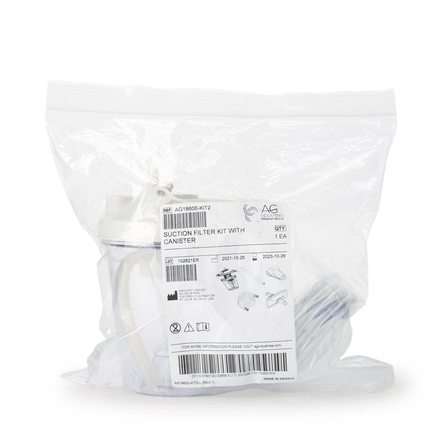 AG Industries Suction Canister Kit 800 mL Float Valve Shut-Off Lid (979440_EA)