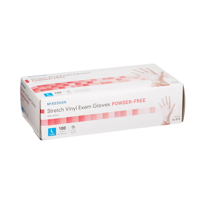 McKesson Exam Glove Large NonSterile Stretch Vinyl Standard Cuff Length Smooth Ivory Not Rated (409744_CS)
