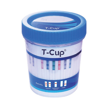 T-Cup® Drugs of Abuse Test Kit AMP, BAR, BUP, BZO, COC, mAMP/MET, MDMA, MOP, MTD, OXY, PCP, THC (CR, pH, SG) 25 Tests CLIA Waived (1185019_BX)