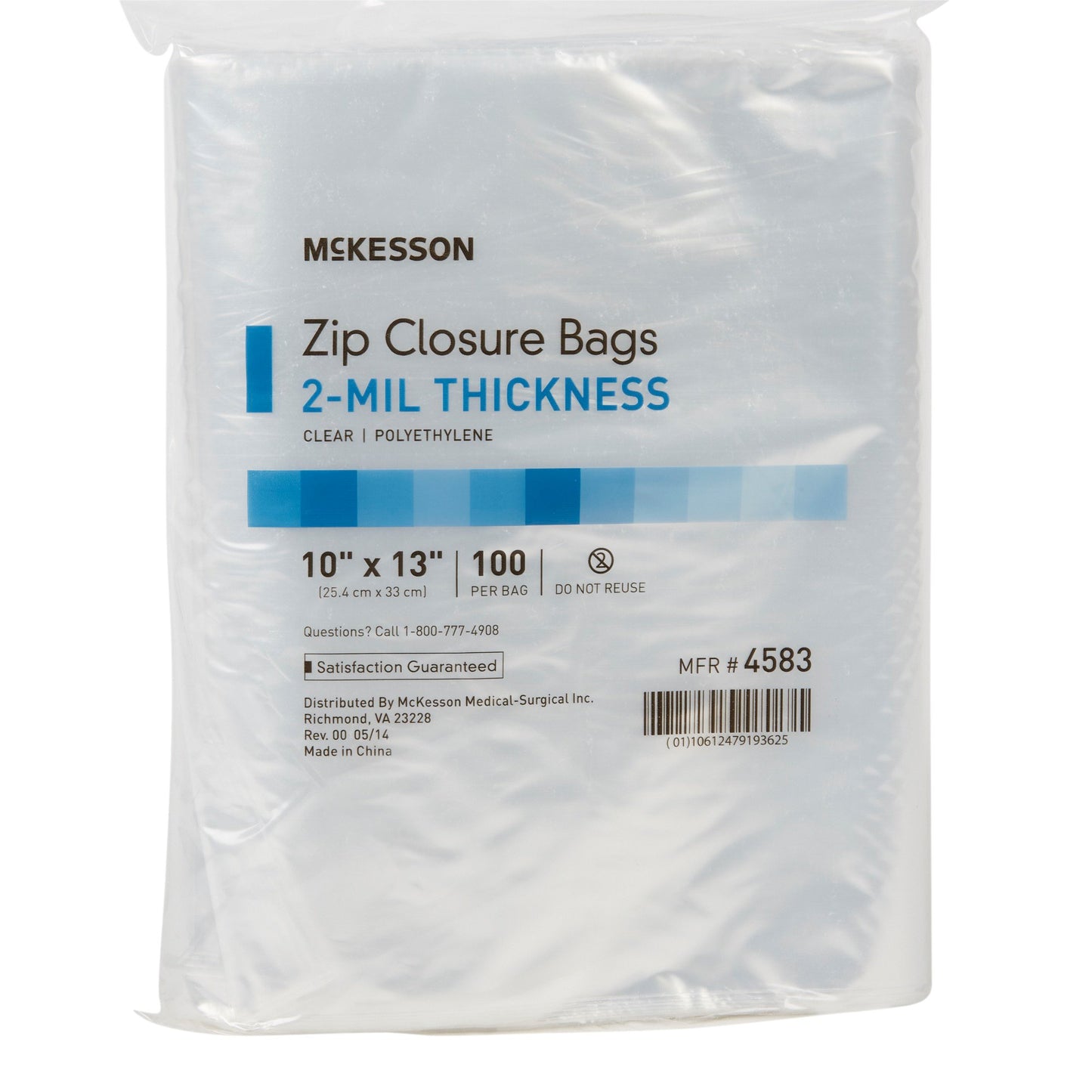 McKesson Reclosable Bag 10 X 13 Inch Polyethylene Clear Zipper Closure (864520_CS)