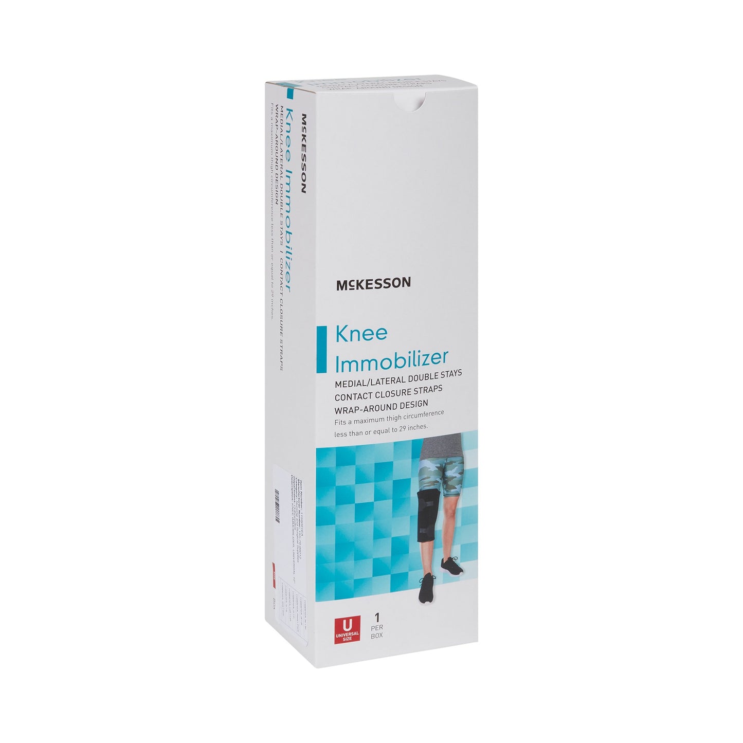 McKesson Knee Immobilizer One Size Fits Most Up to 29 Inch Thigh Circumference 12 Inch Length Left or Right Knee (1159091_EA)