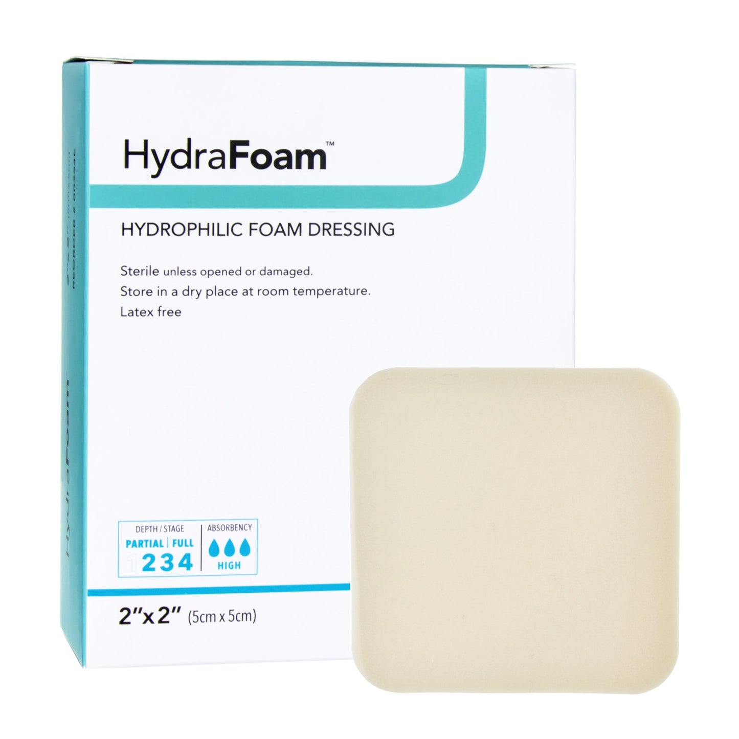 HydraFoam™ Foam Dressing 2 X 2 Inch Without Border Waterproof Backing Nonadhesive Square Sterile (719721_BX)