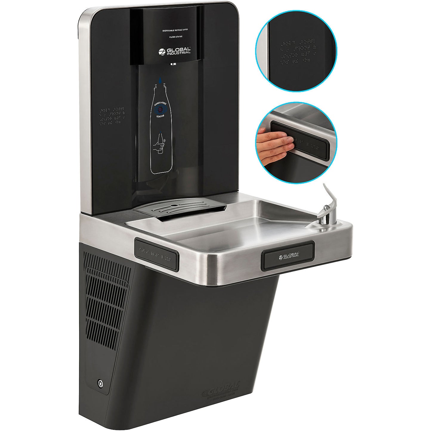 Global Industrial Refrigerated Drinking Fountain with Bottle Filler, Filtered (WB761218)