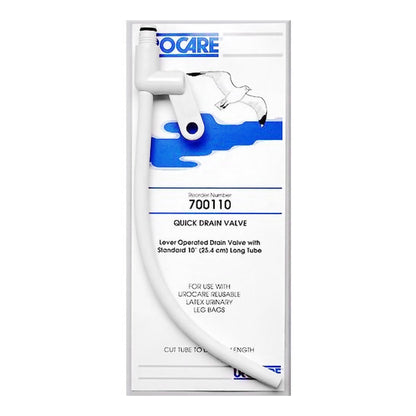 Urocare® Quick Drain Valve™ Long DrainTube Standard, 0.25 I.D. X 10 Long Inch, White rubber and Plastic, NonSterile (764104_EA)