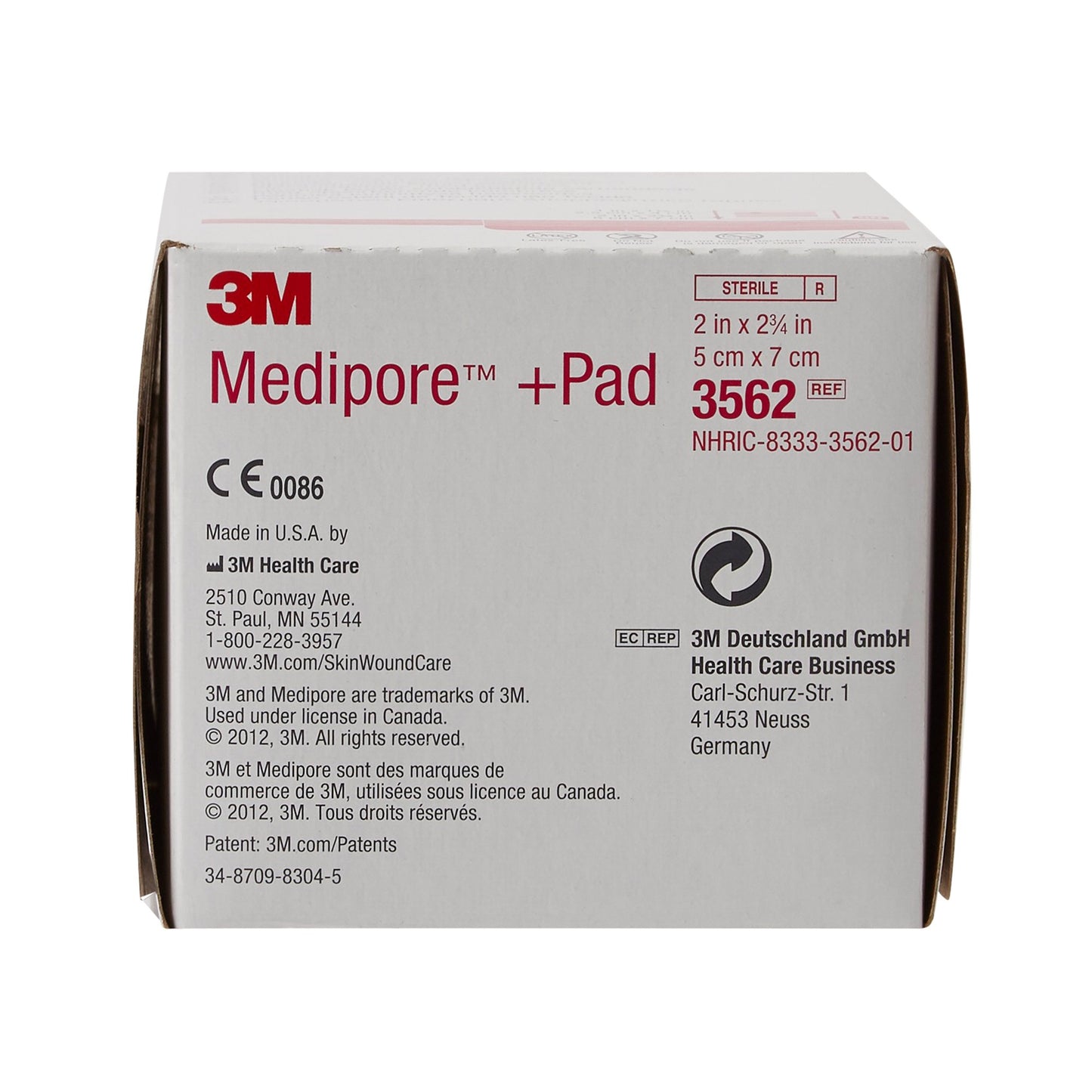 3M™ Medipore™ Adhesive Dressing 2 X 2-3/4 Inch Soft Cloth Rectangle White Sterile (324093_EA)
