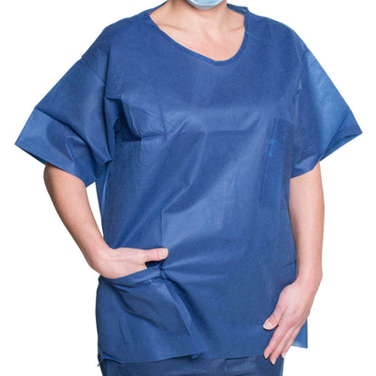 Dukal Scrub Shirt Large Dark Blue 2 Pockets Short Sleeve Unisex (533957_BG)