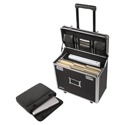 Vaultz® Locking Mobile Rolling Business Case, Fits Devices Up to 16", Aluminum/Chrome/Fiberboard, 10 x 16 x 15, Black (IDEVZ00194)