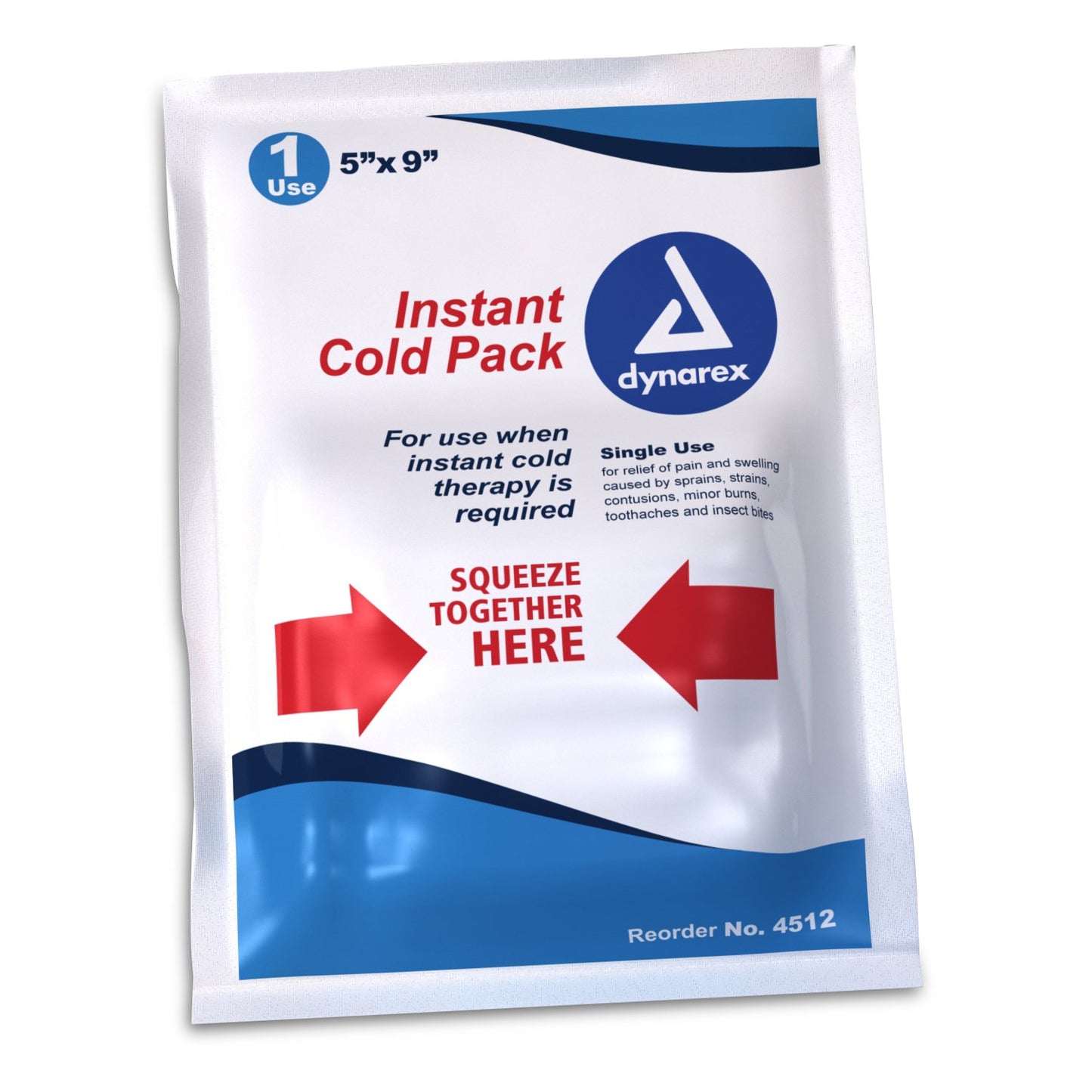 Dynarex® Instant Cold Pack General Purpose One Size Fits Most 5 X 9 Inch Plastic / Calcium Ammonium Nitrate / Water Disposable (530232_EA)