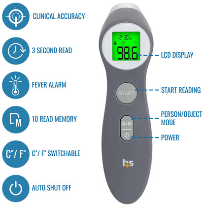 HealthSmart® Non-Contact Skin Surface Thermometer Infrared Skin Probe Handheld (1242697_EA)