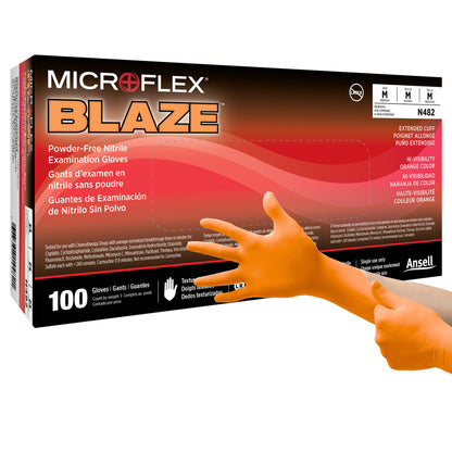 MICROFLEX® Blaze® Exam Glove Medium NonSterile Nitrile Standard Cuff Length Textured Fingertips Orange Not Rated (1083383_CS)