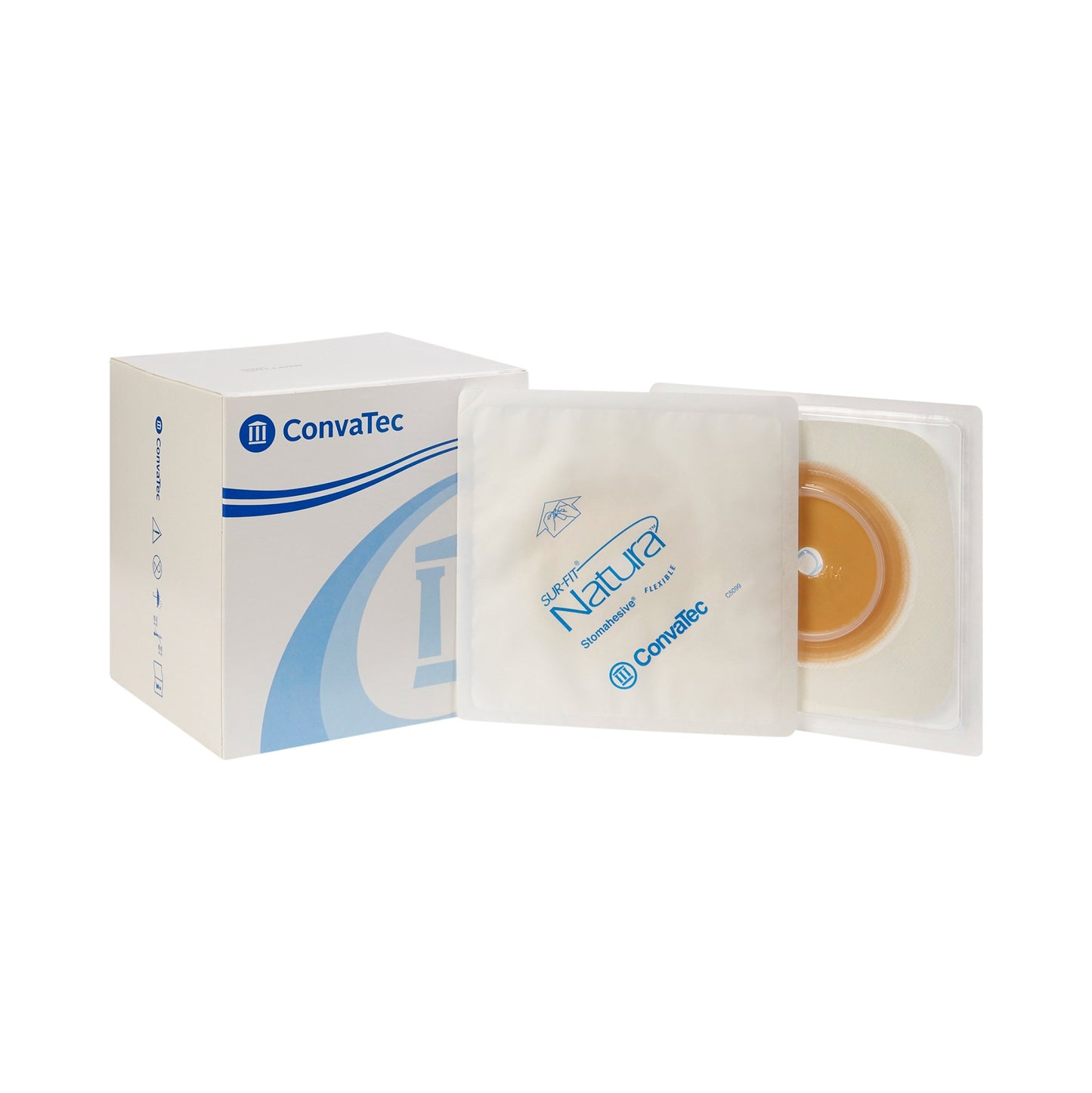 Sur-Fit Natura® Ostomy Barrier Trim to Fit, Standard Wear Stomahesive® Adhesive 57 mm Flange Sur-Fit® Natura® System Hydrocolloid 1-3/8 to 1-3/4 Inch Opening 5 X 5 Inch (325407_BX)