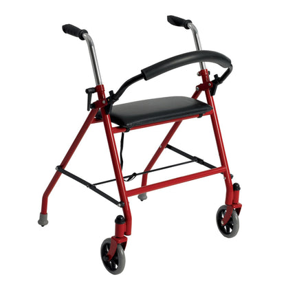 drive™ Dual Release Folding Walker with Wheels and Seat Adjustable Height Aluminum Frame 300 lbs. Weight Capacity 29 to 38 Inch Height (1027532_EA)