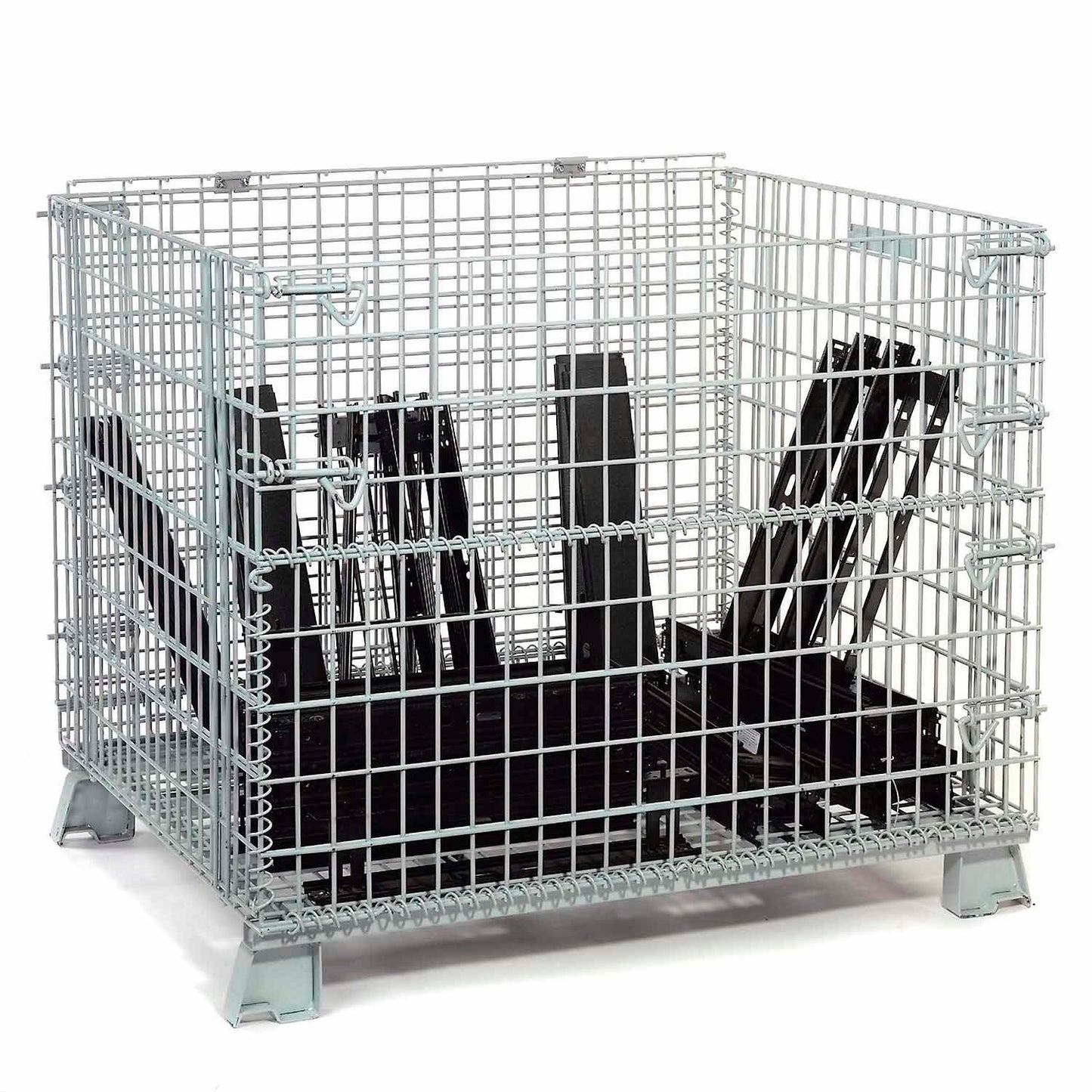Global Industrial Folding Wire Container, 48"L x 40"W x 42-1/2"H, 4000 lb. Capacity, Gray (WB239343)
