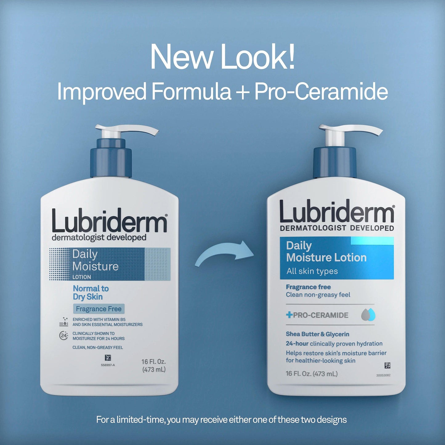 Lubriderm® Hand and Body Moisturizer 16 oz. Pump Bottle Unscented Lotion CHG Compatible (180802_CS)