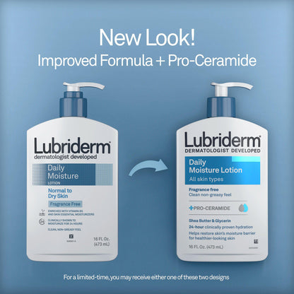 Lubriderm® Hand and Body Moisturizer 16 oz. Pump Bottle Unscented Lotion CHG Compatible (180802_CS)
