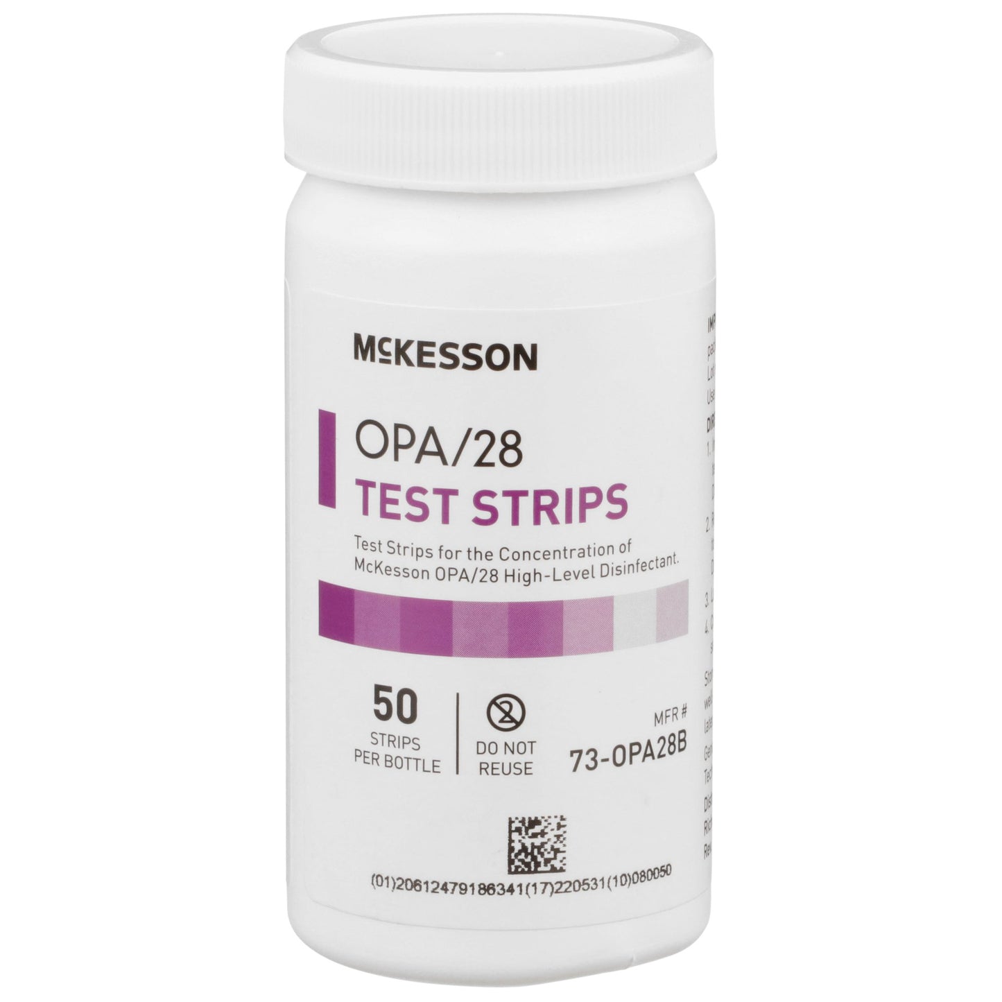 McKesson OPA/28 OPA Concentration Indicator Pad 50 Test Strips Bottle Single Use (852218_CS)