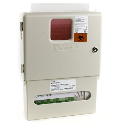 McKesson Prevent® Sharps Container Cabinet / Wall Enclosure with Glove Box Polypropylene Wall Mount Locking (855131_EA)
