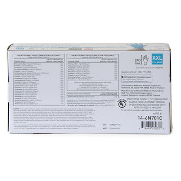 McKesson Confiderm® 6.8C Exam Glove 2X-Large NonSterile Nitrile Standard Cuff Length Fully Textured Blue Chemo Tested / Fentanyl Tested (1251332_BX)