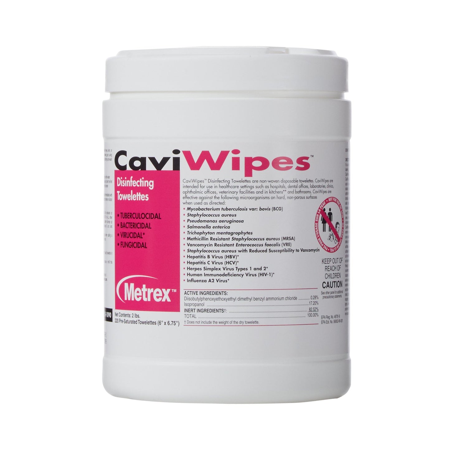 CaviWipes™ Surface Disinfectant Premoistened Alcohol Based Manual Pull Wipe 220 Count Canister Alcohol Scent NonSterile (884611_CS)