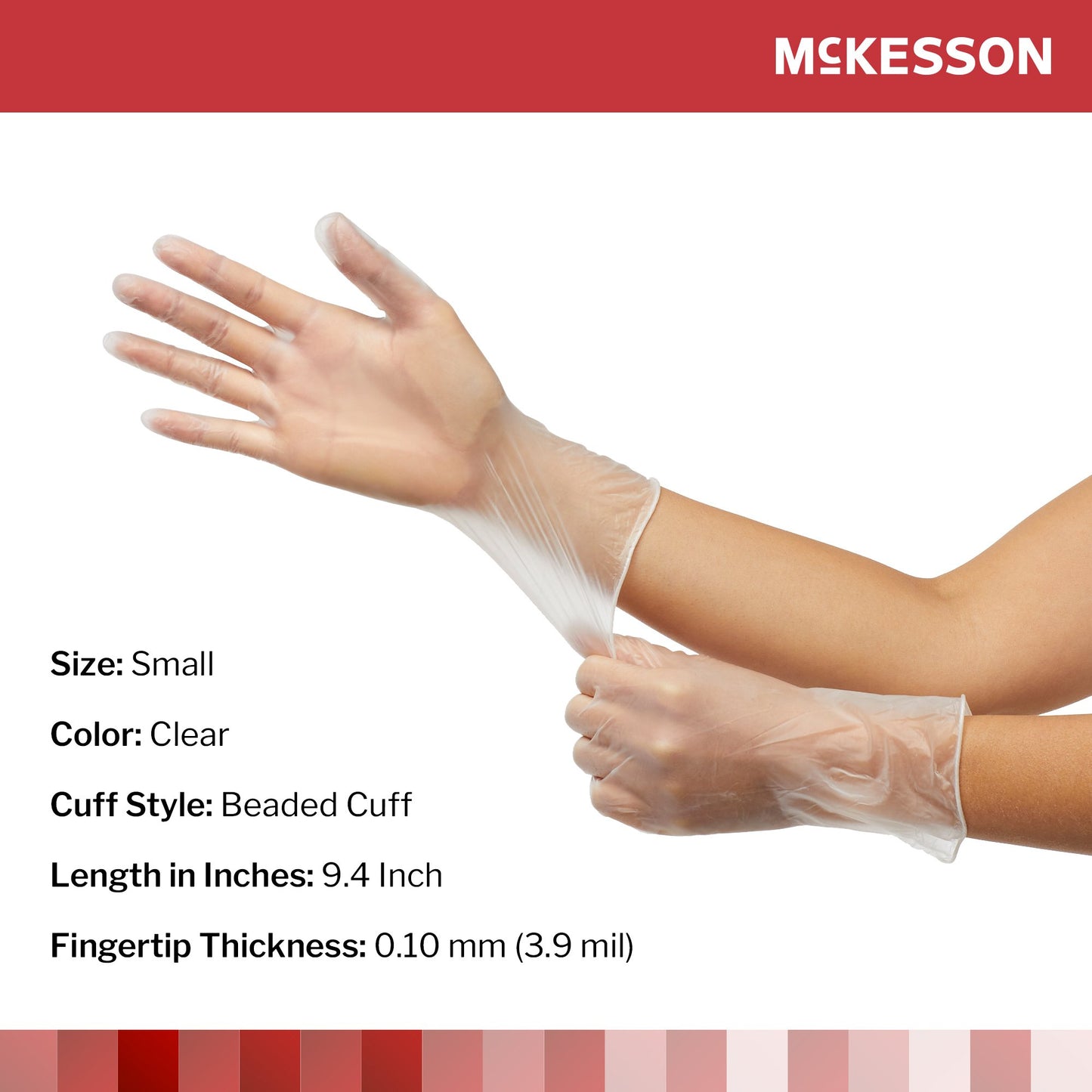 McKesson Confiderm® Exam Glove Small NonSterile Vinyl Standard Cuff Length Smooth Clear Not Rated (871022_CS)