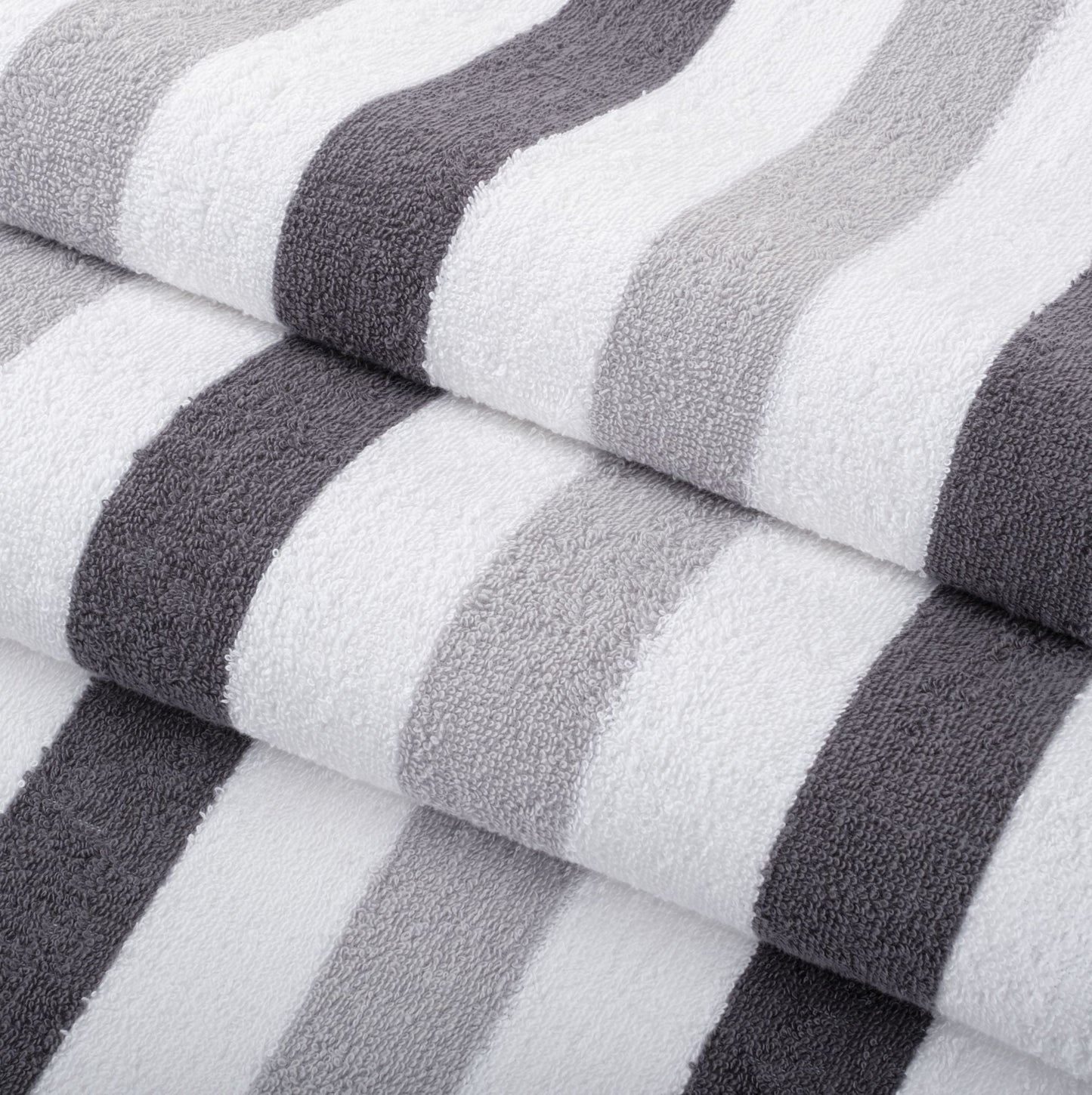 Hospeco® Cabo Cabana Beach Towel 30x70 Black/Grey, 4/Pack (CABOCABANA-BK/GY)