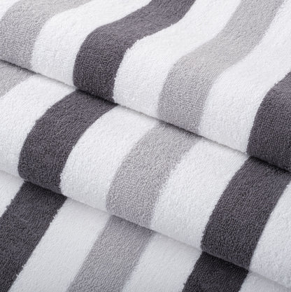 Hospeco® Cabo Cabana Beach Towel 30x70 Black/Grey, 4/Pack (CABOCABANA-BK/GY)