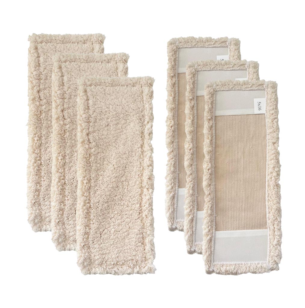BSL 6-Pcs Dust Pads for Floor Cleaning Floors, 5x16, Ecru Color ( Only Pads ) (BSL-TLT-DP-6-ECRU)