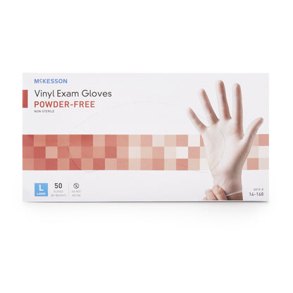 McKesson Confiderm® Exam Glove Large NonSterile Vinyl Standard Cuff Length Smooth Clear Not Rated (871024_CS)