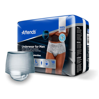 Attends® For Men Male Adult Absorbent Underwear Pull On with Tear Away Seams Large Disposable Heavy Absorbency (1039114_BG)