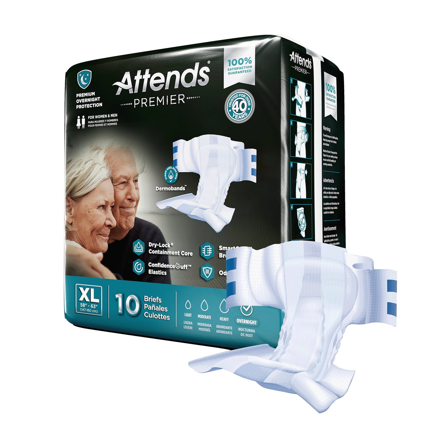 Attends® Premier Unisex Adult Incontinence Brief X-Large Disposable Heavy Absorbency (1128075_BG)