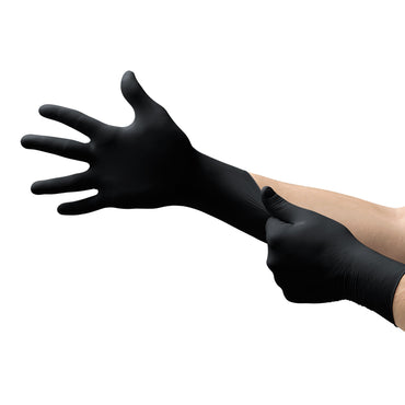 MICROFLEX® MidKnight™ Exam Glove 2X-Large NonSterile Nitrile Standard Cuff Length Fully Textured Black Fentanyl Tested (688015_CS)