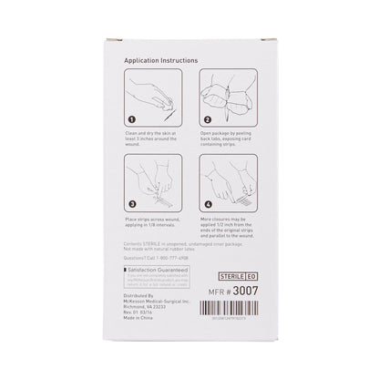 McKesson Skin Closure Strip 1/4 X 3 Inch Nonwoven Material Reinforced Strip White (876306_BX)