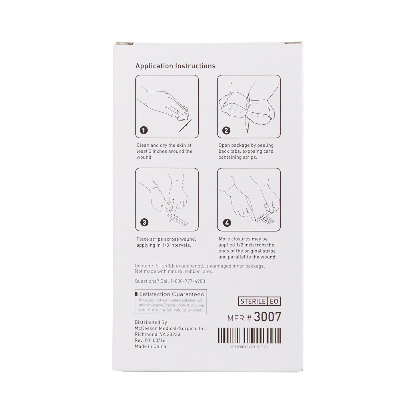 McKesson Skin Closure Strip 1/4 X 3 Inch Nonwoven Material Reinforced Strip White (876306_CS)
