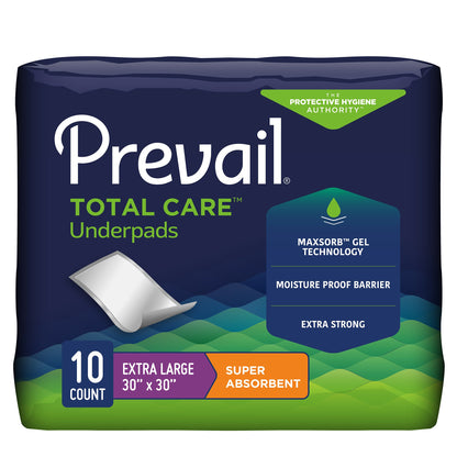 Prevail® Total Care™ Disposable Underpad 30 X 30 Inch Super Absorbent Core Heavy Absorbency (1227005_CS)