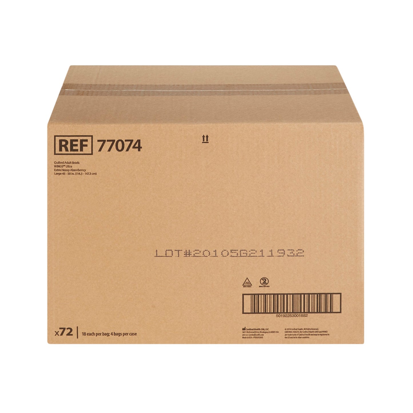 Wings™ Ultra Unisex Adult Incontinence Brief Large Disposable Heavy Absorbency (960581_CS)