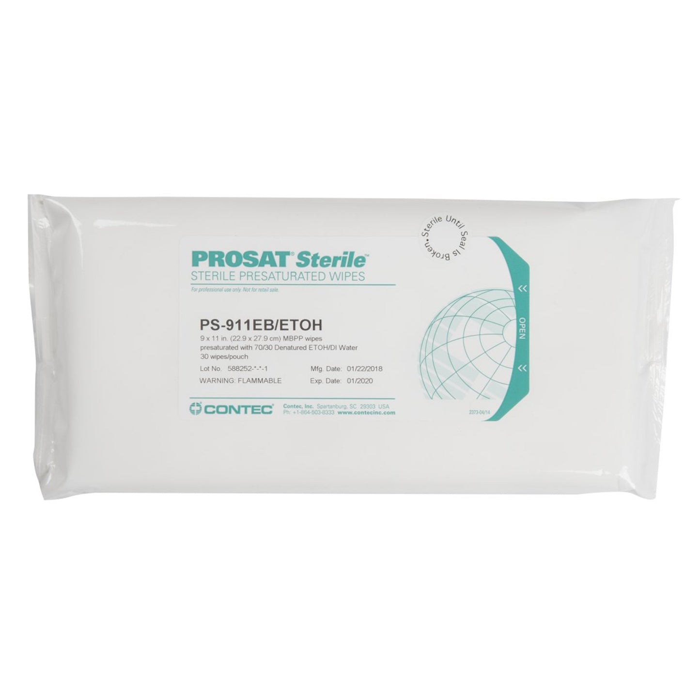 PROSAT® Sterile™ Surface Disinfectant Cleaner Premoistened Cleanroom Manual Pull Wipe 30 Count Soft Pack Alcohol Scent Sterile (1121115_BG)