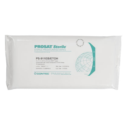 PROSAT® Sterile™ Surface Disinfectant Cleaner Premoistened Cleanroom Manual Pull Wipe 30 Count Soft Pack Alcohol Scent Sterile (1121115_BG)