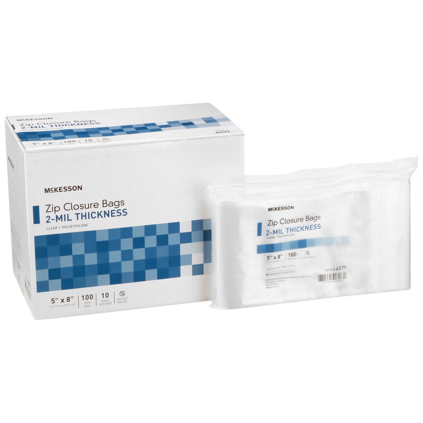 McKesson Reclosable Bag 5 X 8 Inch Polyethylene Clear Zipper Closure (1057373_CS)
