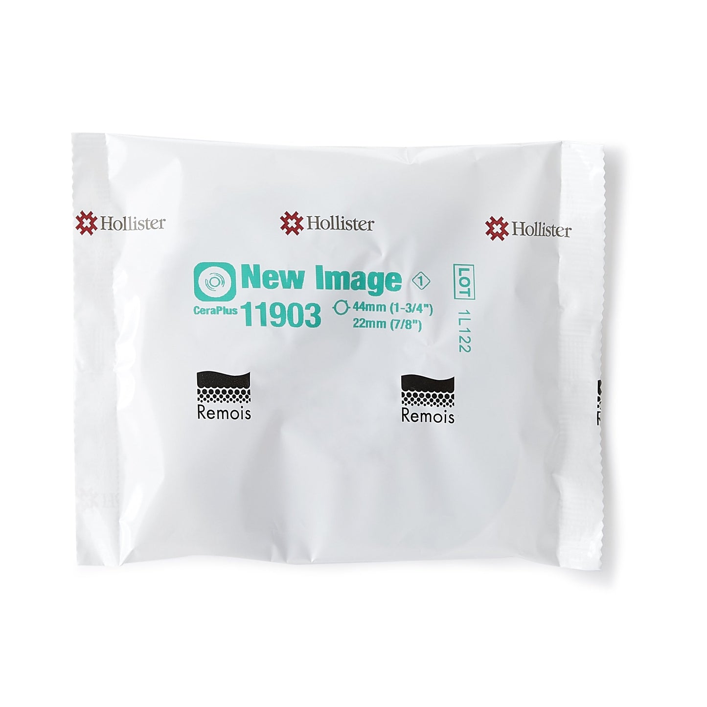 New Image™ CeraPlus™ Ostomy Barrier Precut, Extended Wear Adhesive Tape Borders 44 mm Flange Green Code System 7/8 Inch Opening (1158419_BX)