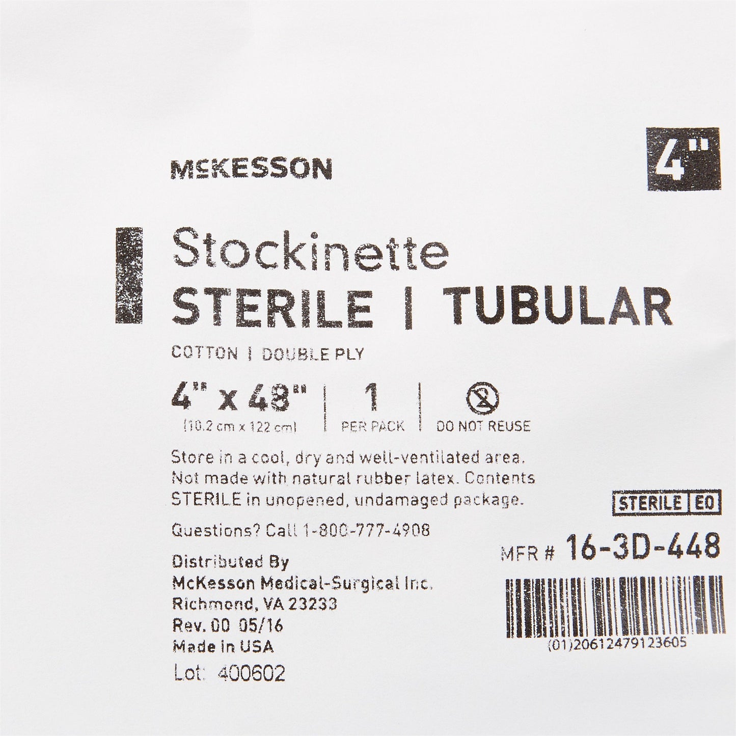 McKesson Surgical Stockinette Tubular 4 X 48 Inch Sterile (460831_CS)