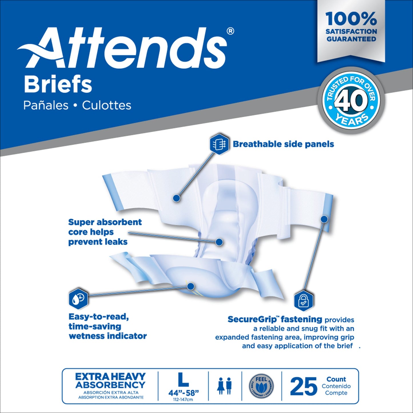 Attends® Care Advanced Unisex Adult Incontinence Brief Large Disposable Heavy Absorbency (1247853_BG)