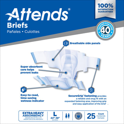 Attends® Care Advanced Unisex Adult Incontinence Brief Large Disposable Heavy Absorbency (1247853_BG)