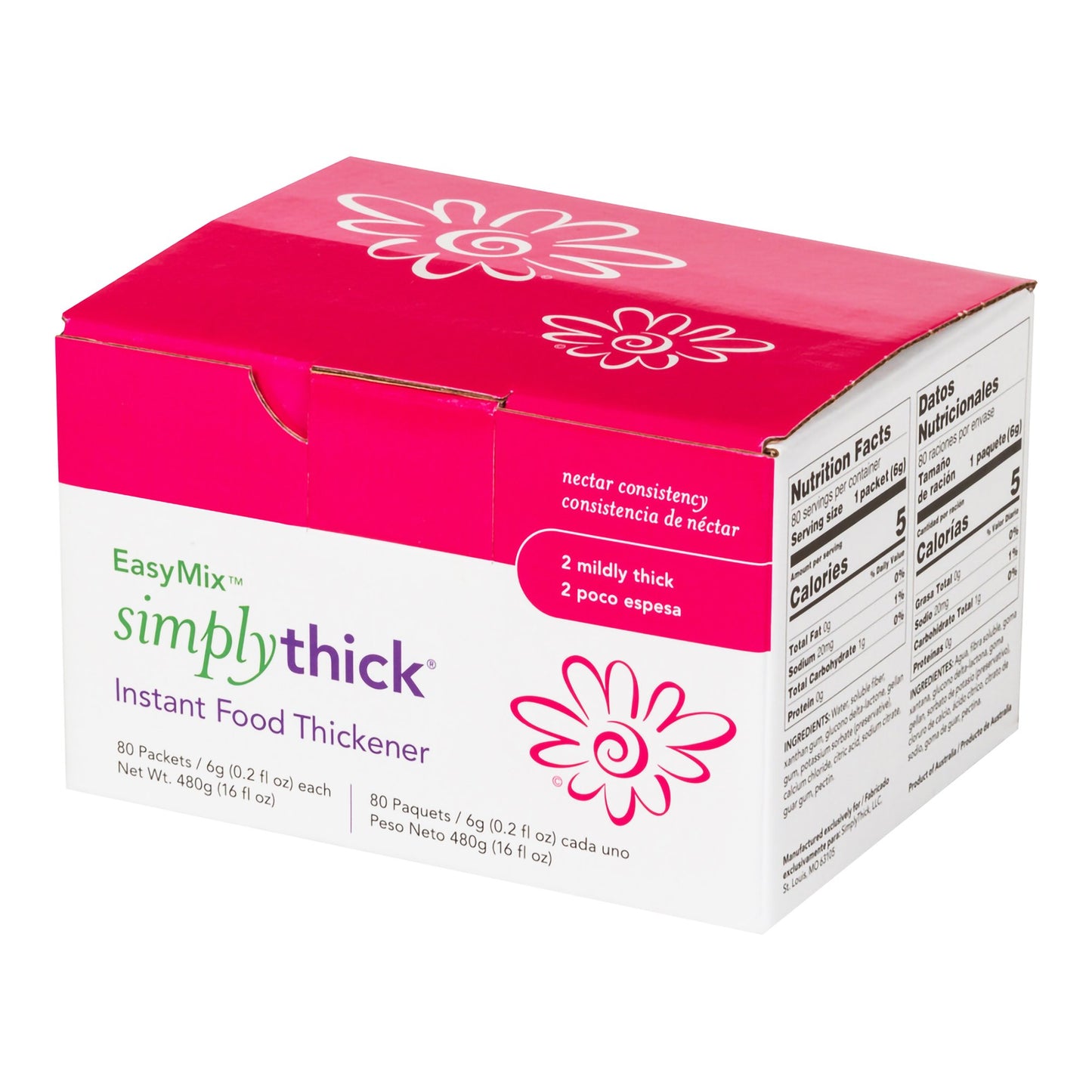 SimplyThick® Easy Mix Food and Beverage Thickener 6 Gram Individual Packet Unflavored Gel IDDSI Level 2 Mildly Thick (1091821_CS)