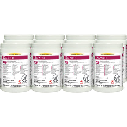 Dispatch® with Bleach Surface Disinfectant Cleaner Premoistened Manual Pull Wipe 150 Count Canister Fruity Floral Bleach Scent NonSterile (735385_PK)