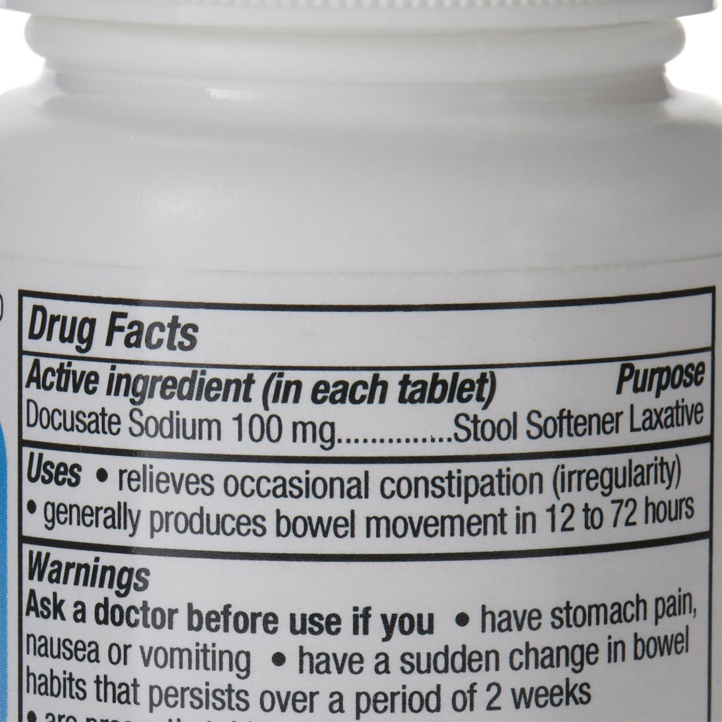 Major Pharmaceuticals Stool Softener Tablet 100 per Bottle 100 mg Strength Docusate Sodium (1125884_BT)