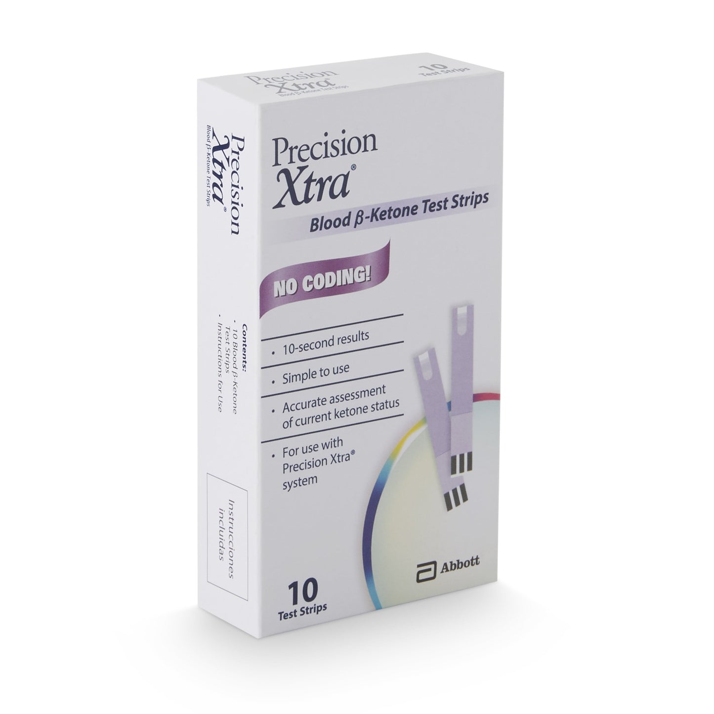 Precision Xtra® Blood Glucose and Ketone Test Strips 10 Strips per Pack (647191_BX)