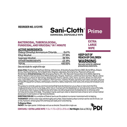 Sani-Cloth® Prime Surface Disinfectant Cleaner Premoistened Germicidal Manual Pull Wipe 50 Count Individual Packet Alcohol Scent NonSterile (1063959_CS)