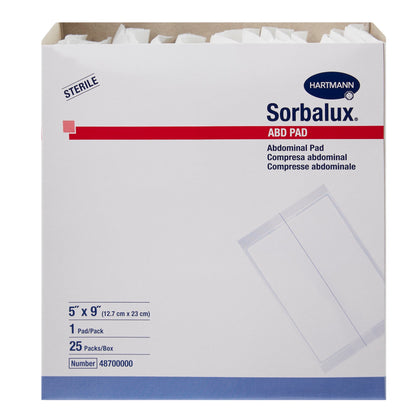 Sorbalux® ABD Abdominal Pad 5 X 9 Inch 1-Ply Sterile 1 per Pouch (625306_EA)