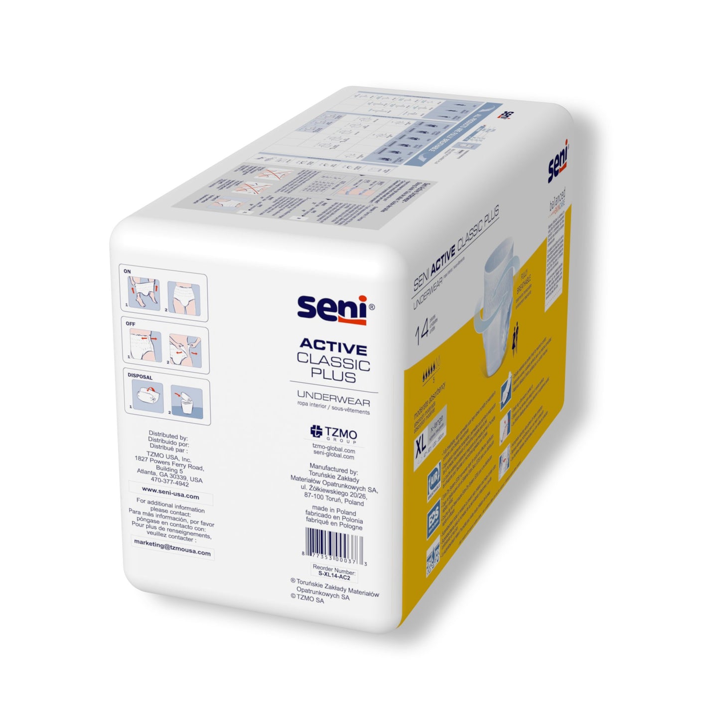 Seni® Active Classic Plus Unisex Adult Absorbent Underwear Pull On with Tear Away Seams X-Large Disposable Moderate Absorbency (1163841_CS)